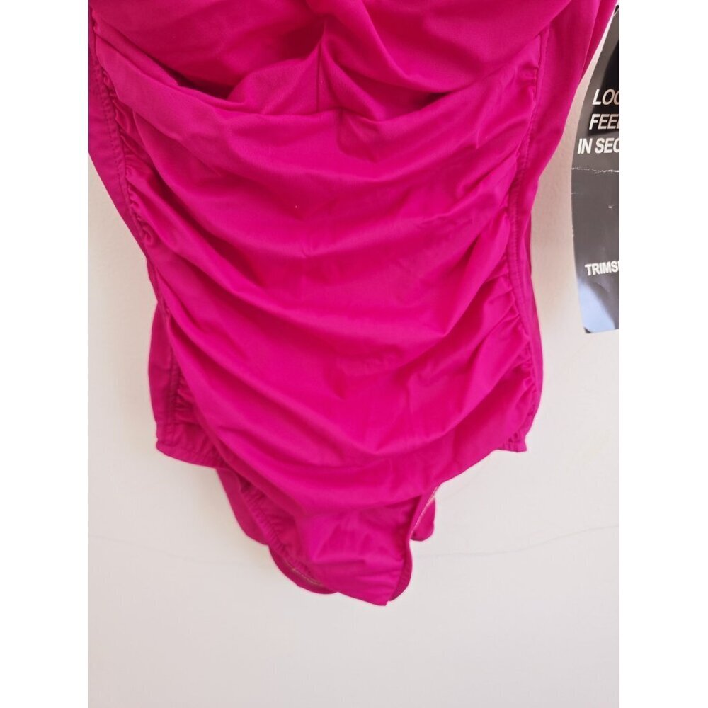 Trimshaper New Fuchsia Pink One Piece 482502 Wireless Beach Swimsuit Size 18 - Picture 4 of 10